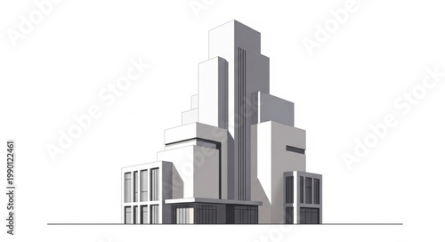 Modern Architectural Building Design Rendering.