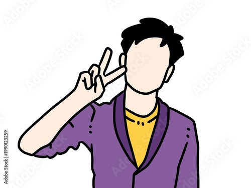 young man wearing purple shirt, purple background