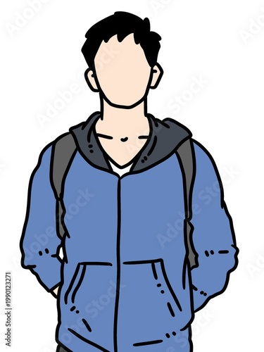 young man standing with jacket illustration desing