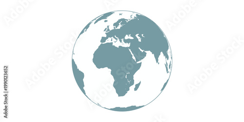 Globe map icon stylized vector illustration showing Europe Africa and Asia continents on white background for global geography and education design