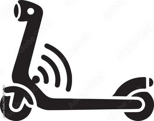 Electric Scooter Icon with Wireless Signal Waves Modern Urban Transportation Concept Minimalist Vector Art