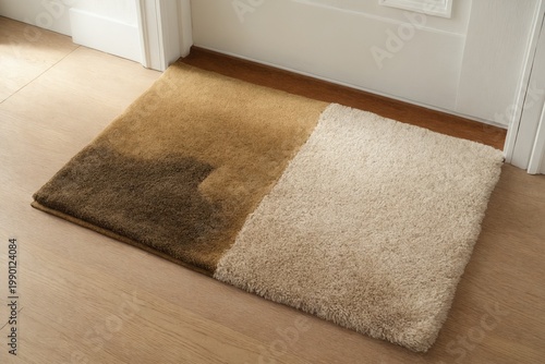 Before and after rug cleaning on hallway floor