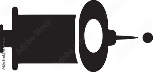 Medical Syringe Icon with Droplet Close-up Silhouette Minimalist Design for Healthcare Apps