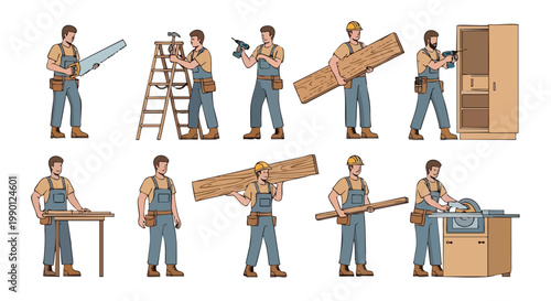 Carpenters at Work: Diverse Actions with Tools and Materials