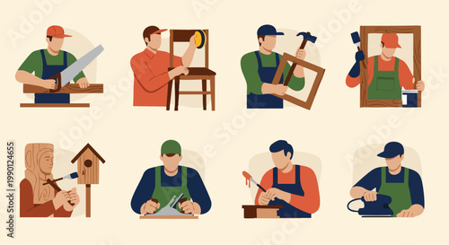 Carpenters at Work: Diverse Woodworking Crafts