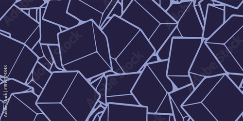 Abstract Geometric Pattern with Interlocking Cubes and Lines.