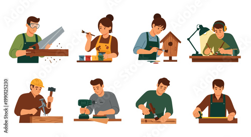 Carpentry and DIY: People Engaged in Woodworking and Crafting