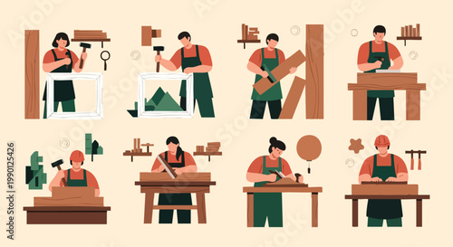Carpentry Workshop: Artisans Crafting Woodwork, Tools & Furniture