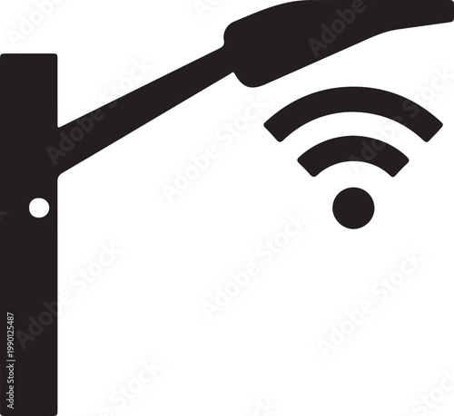 Smart Streetlight with Wi-Fi Signal Icon Urban Illumination Technology Modern City Infrastructure Minimalist Vector Style