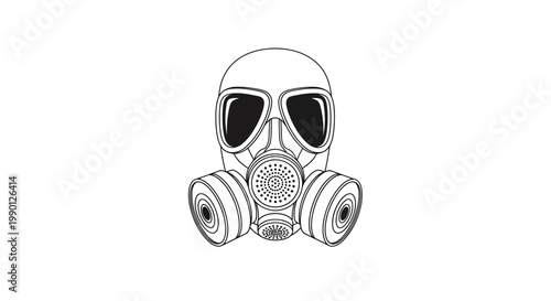 Black and white gas mask illustration.
