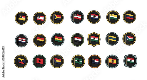 Collection of various country flags icons.