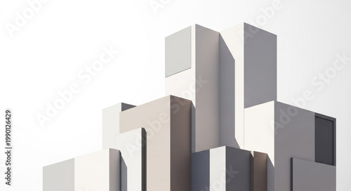 Abstract geometric shapes forming a modern architectural structure.