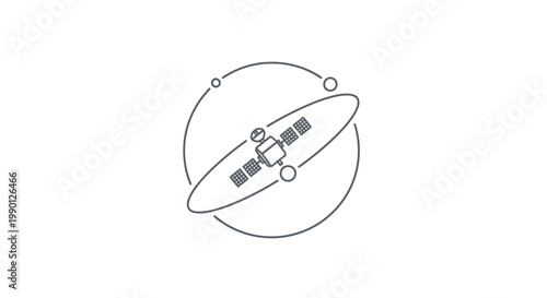 Satellite orbiting a planet in space.