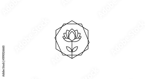 A minimalist line drawing of a lotus flower.