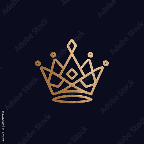 A minimalist graphic of a crown with a jewel