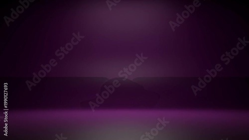 Empty purple studio background with soft light and reflection, abstract backdrop
