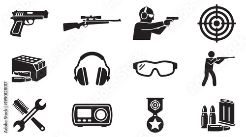 Shooting range icons vector illustration flat design