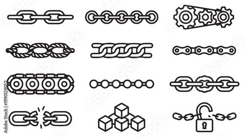 chain link icons set vector illustration flat design
