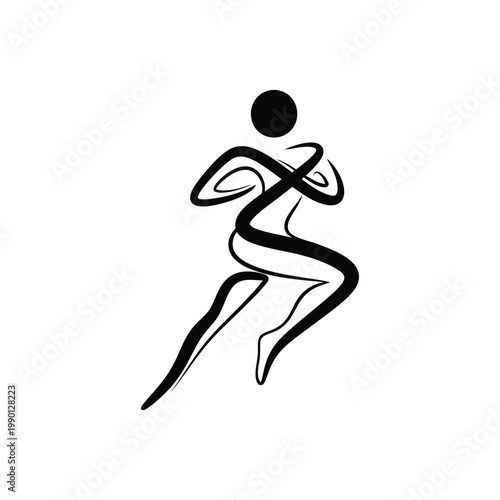 A person runs quickly outdoors in a lively illustration.