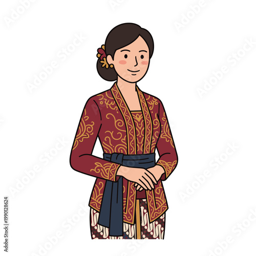 Festive cultural icons depicting accomplished Indonesian woman