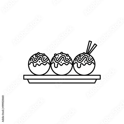 Three sushi balls on a tray with chopsticks