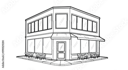 Corner view of modern commercial building