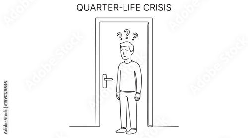 quarter life crisis concept with confused young adult in mirror reflection vector illustration