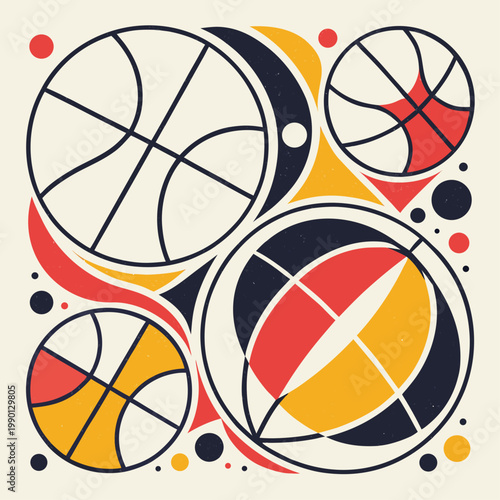 Abstract basketball balls modern graphic pattern