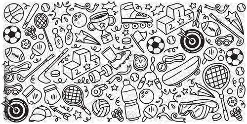 Sports element doodle vector illustration