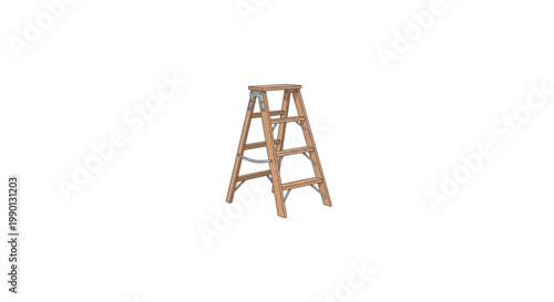 Wooden step ladder isolated on white background with multiple steps last 2026.