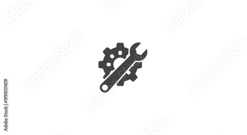Black gear and wrench icon representing mechanical repair and maintenance services last 2026.