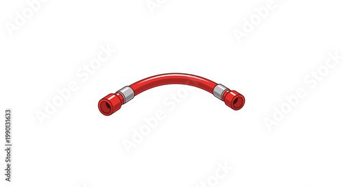 Red flexible hose pipe with metal connectors on both ends isolated on white background last 2026.
