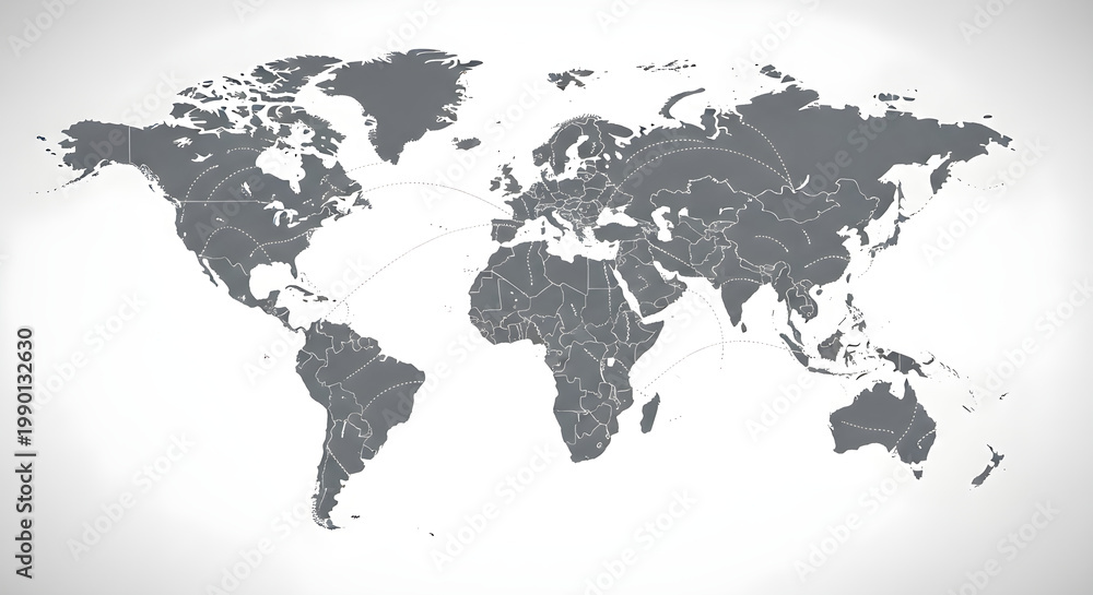 Fototapeta premium World map with global connection lines and routes on light background