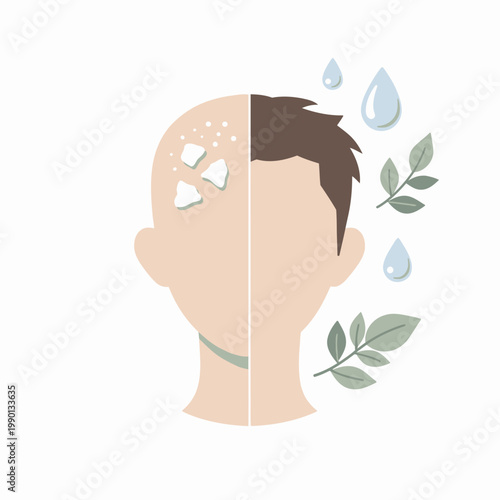 Man with skin and hair wellness and improvement concept
