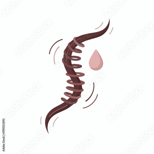 Illustration showing a torn wound with suture and a blood drop