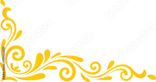 Floral ornamental corner vector design featuring elegant golden swirl leaves and decorative pattern in vintage style for luxury decoration