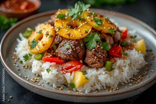 hawaiian pineapple pot roast served over rice