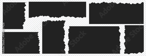 Jagged rectangle. Set of Paper torn, jagged edge rectangle shape. Rectangle torn paper shape. Headline, calligraphy border, isolated grunge header background. Rough edge rectangle frame. Vector