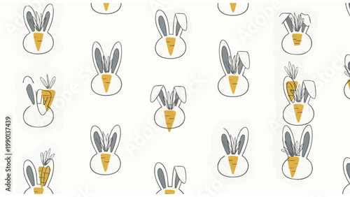 Cute Bunny Carrot Seamless Pattern for Easter & Spring Fabric Design
