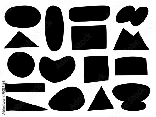 Abstract Geometric Shapes Solid Black Minimal Vector Set Modern Basic Forms