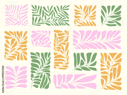 Hand Drawn Tropical Leaves Set Colorful Botanical Foliage Vector Collection