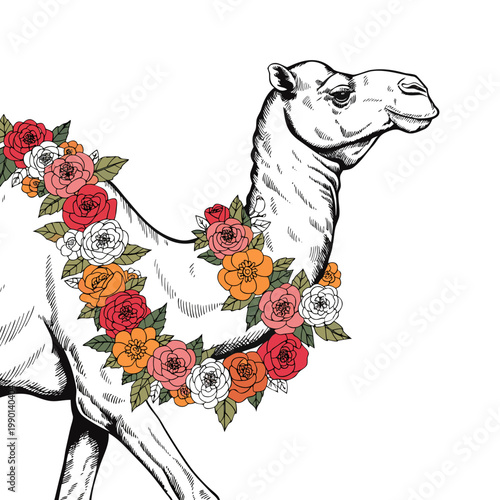 Camel and flowers