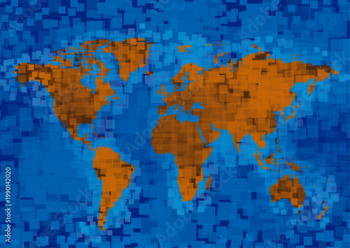 world map from random square, vector