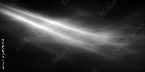 Abstract light background with rays of sun filtering through blue clouds and mist over a dark stormy sea