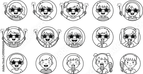 A grid of distorted black and white facial sketches resembling human heads with varying expressions and levels of detail