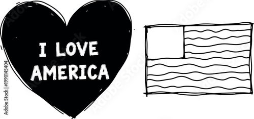 Patriotic sketch a heartfelt declaration of love for america alongside the american flag