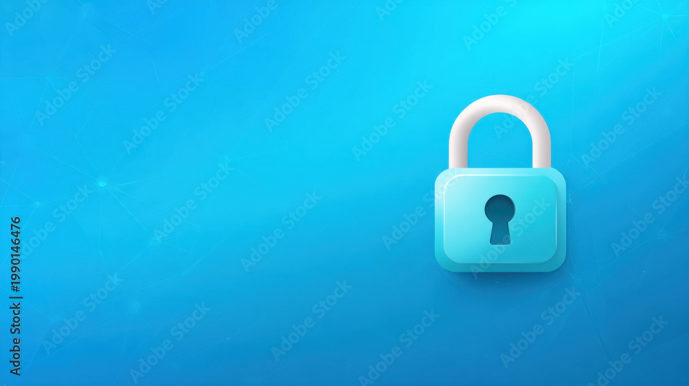 Fototapeta premium Digital padlock symbolizing security and protection against unauthorized access, set against blue background. This conveys sense of safety