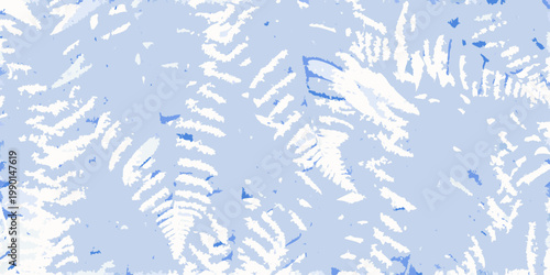 Abstract blue and white pattern resembling frozen textures or plant life