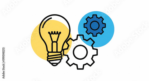 Light bulb and gear with settings ideas concept for innovation, brainstorming, and problem solving in business