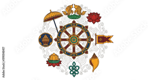 Buddhist Prayer Wheel Symbol.